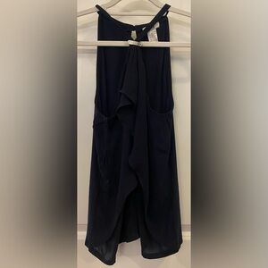 Cache’ Halter Tank Top Sz XS Navy Blue w/Silver Accent